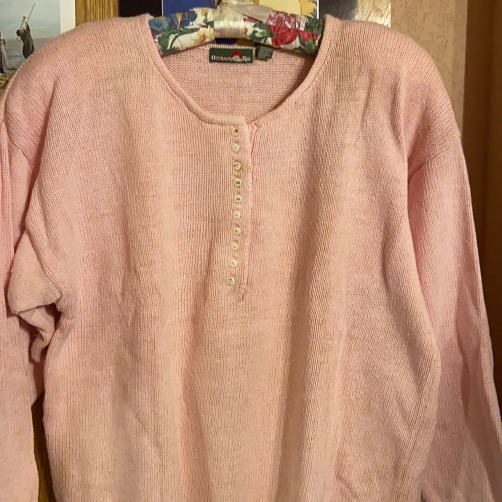 Vintage Pink cotton button down sweater - Picture 2 of 4